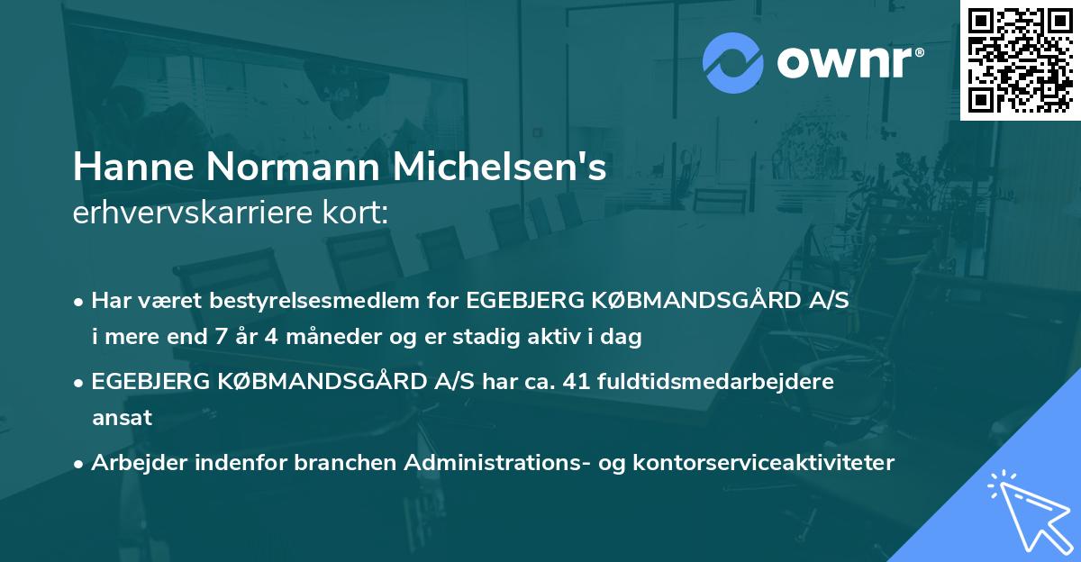 Hanne Normann Michelsen's erhvervskarriere kort