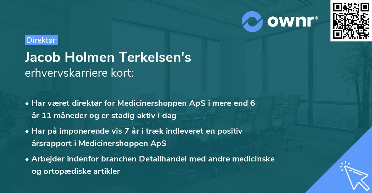Jacob Holmen Terkelsen's erhvervskarriere kort