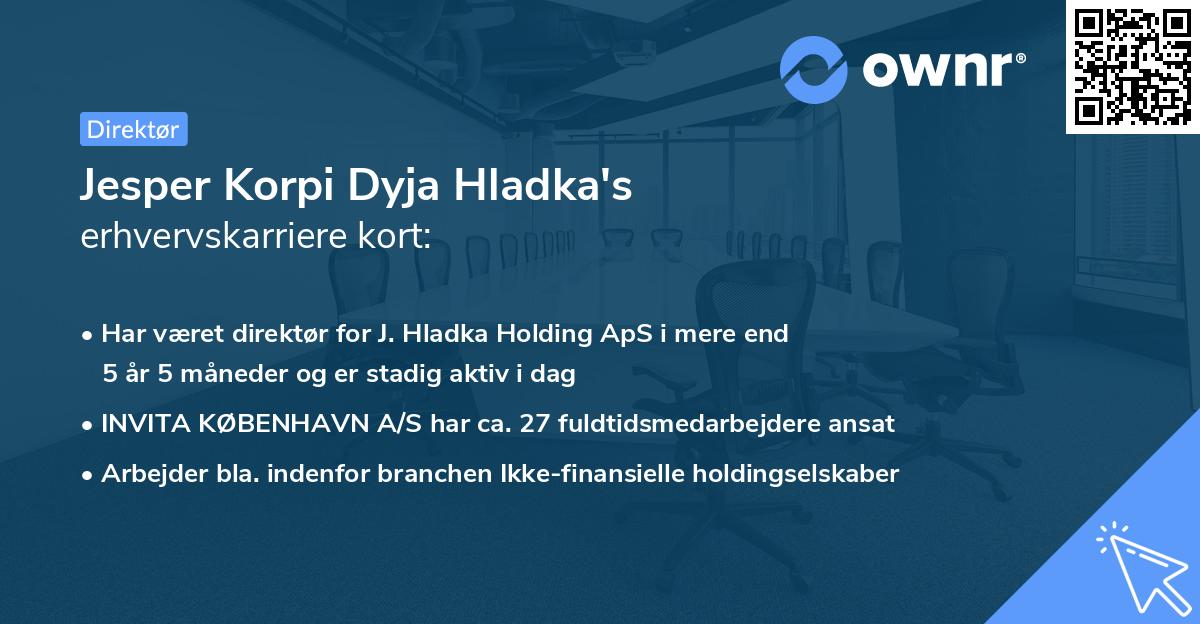 Jesper Korpi Dyja Hladka's erhvervskarriere kort