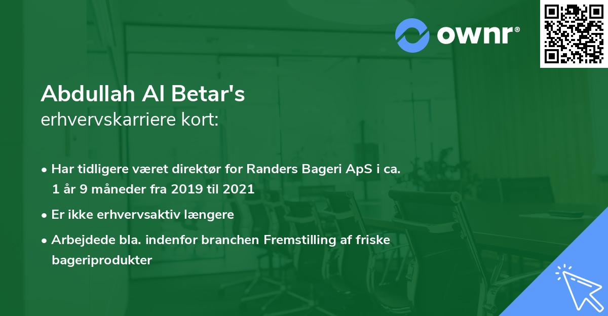 Abdullah Al Betar's erhvervskarriere kort