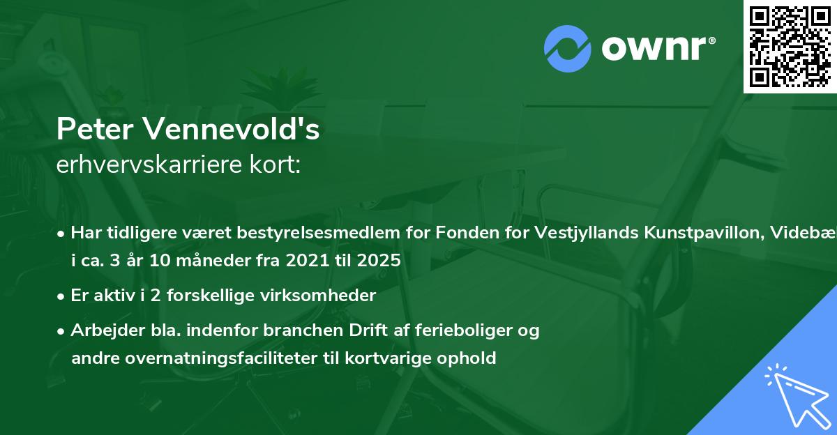 Peter Vennevold's erhvervskarriere kort