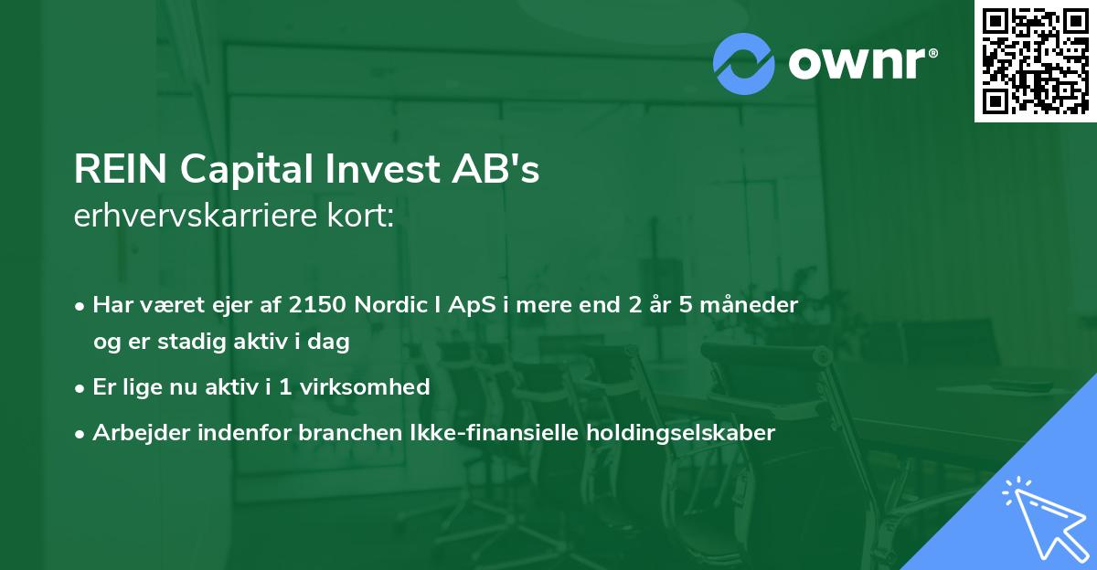 REIN Capital Invest AB's erhvervskarriere kort