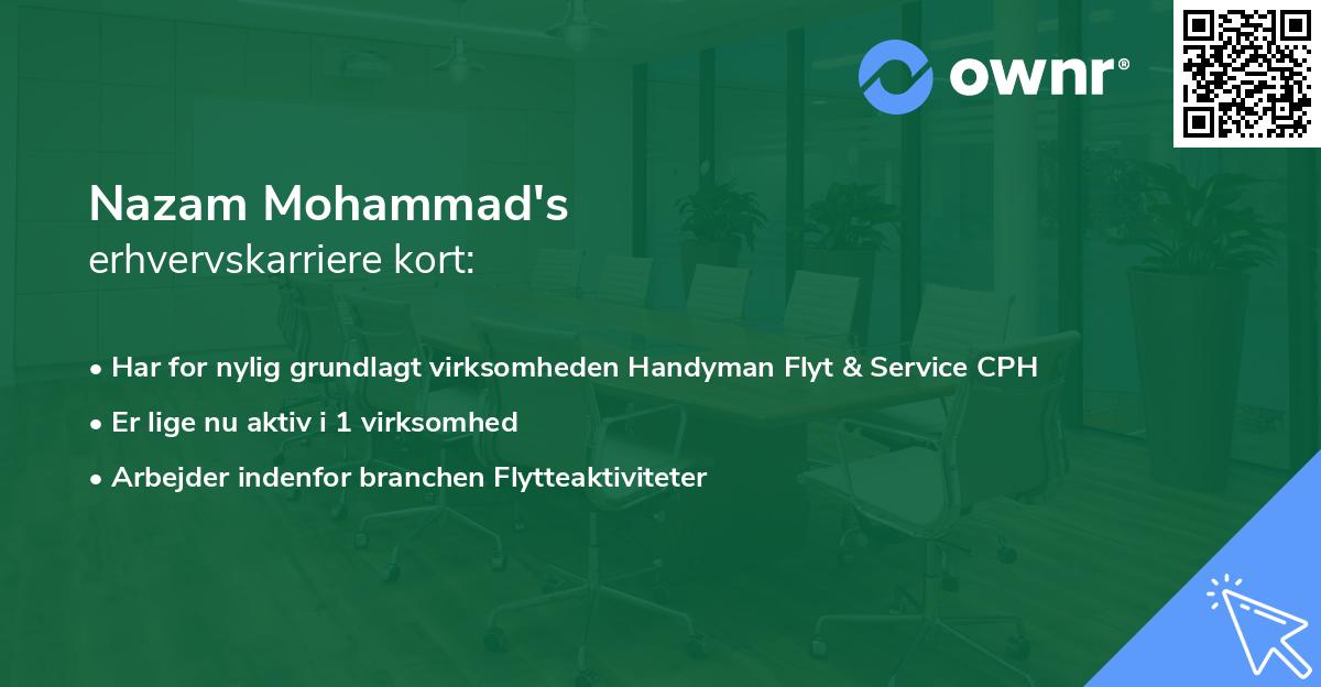 Nazam Mohammad's erhvervskarriere kort
