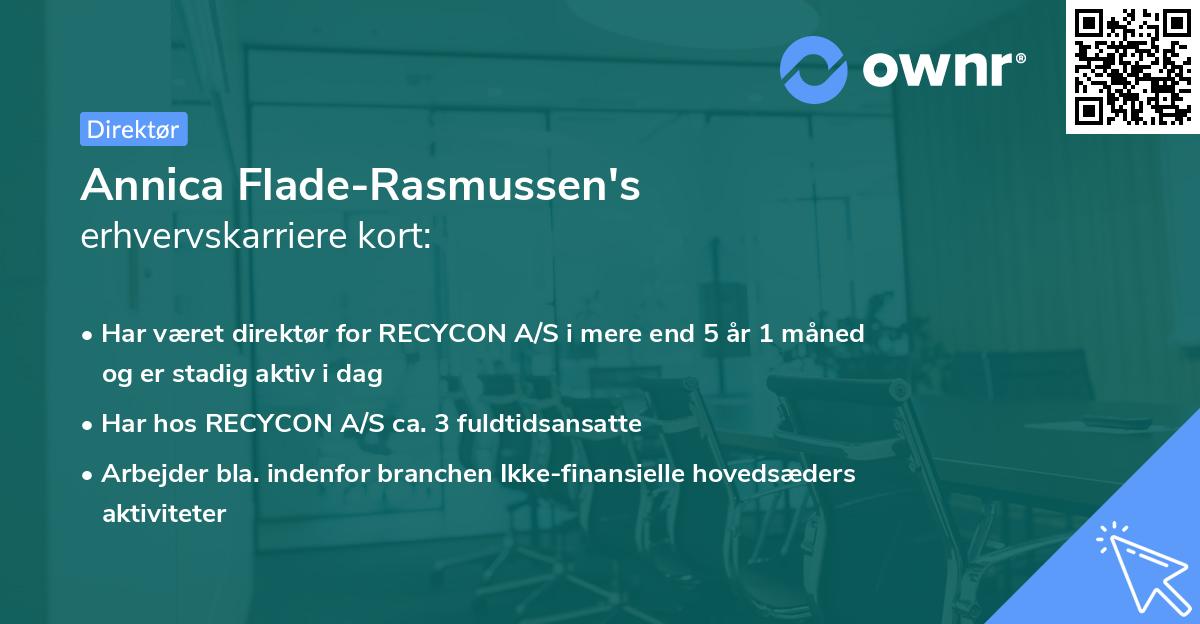 Annica Flade-Rasmussen's erhvervskarriere kort