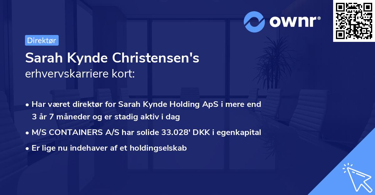 Sarah Kynde Christensen's erhvervskarriere kort