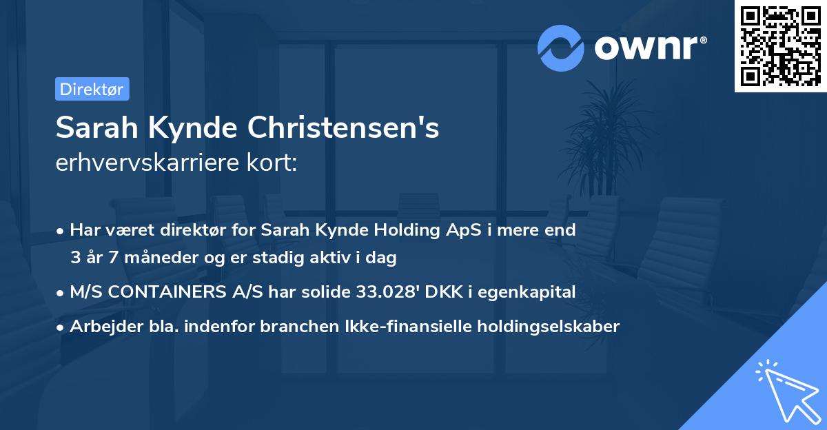 Sarah Kynde Christensen's erhvervskarriere kort