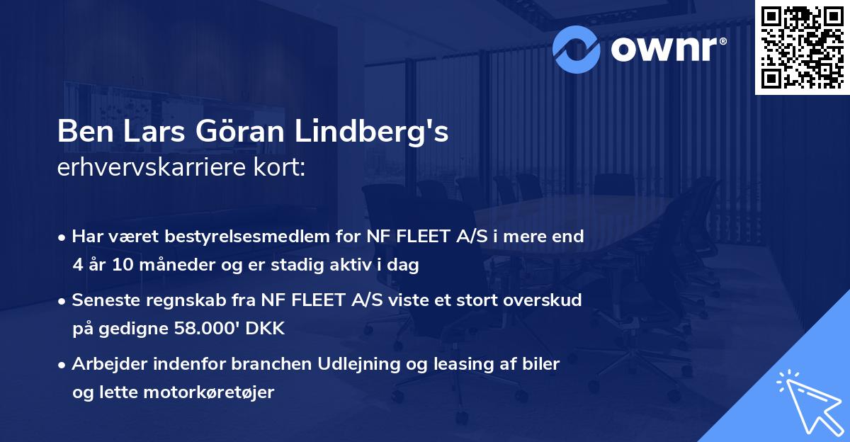 Ben Lars Göran Lindberg's erhvervskarriere kort