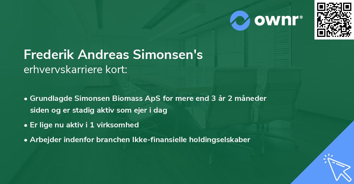 Frederik Andreas Simonsen's erhvervskarriere kort