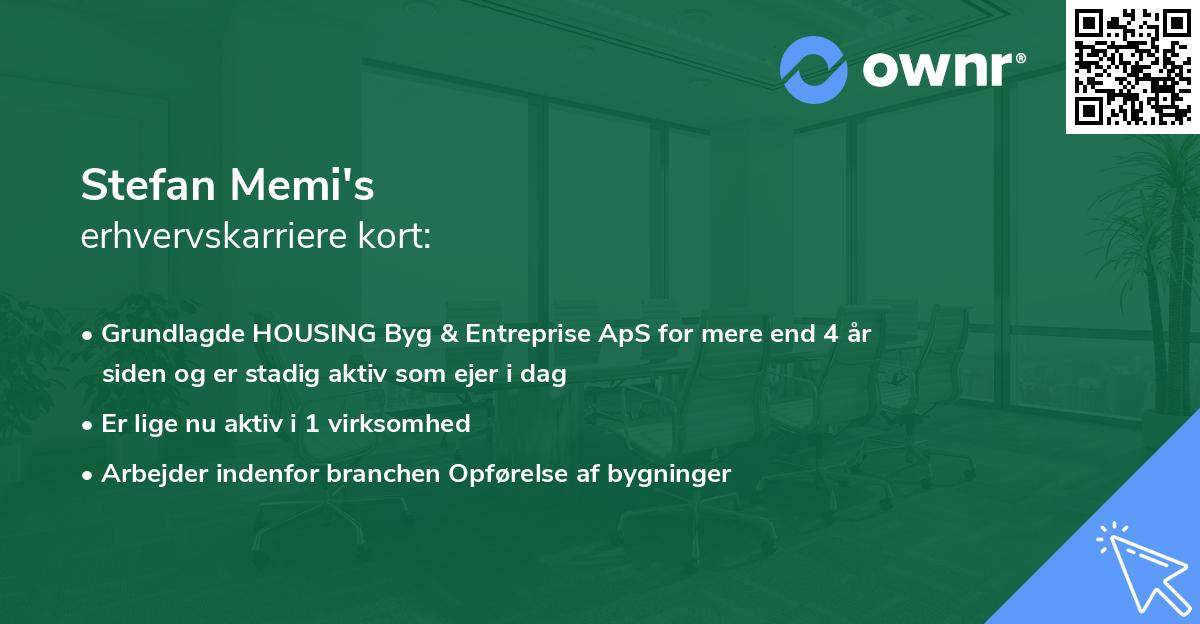 Stefan Memi's erhvervskarriere kort