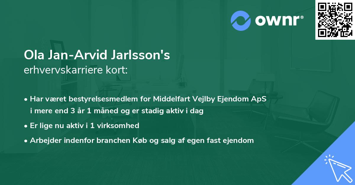 Ola Jan-Arvid Jarlsson's erhvervskarriere kort