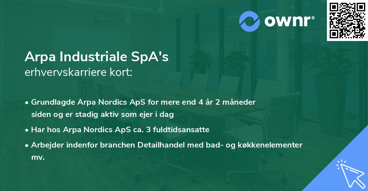 Arpa Industriale SpA's erhvervskarriere kort