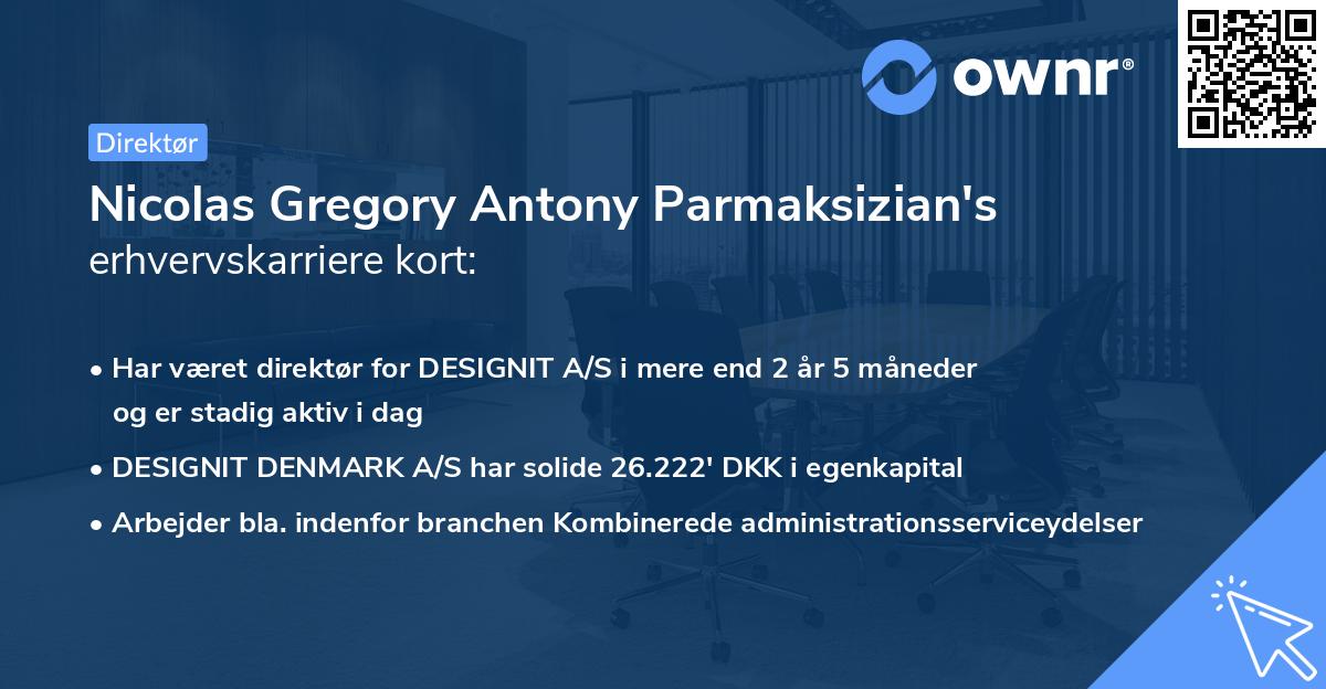 Nicolas Gregory Antony Parmaksizian's erhvervskarriere kort