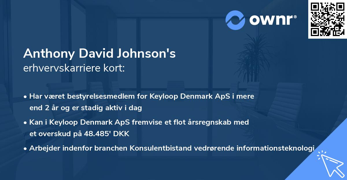 Anthony David Johnson's erhvervskarriere kort