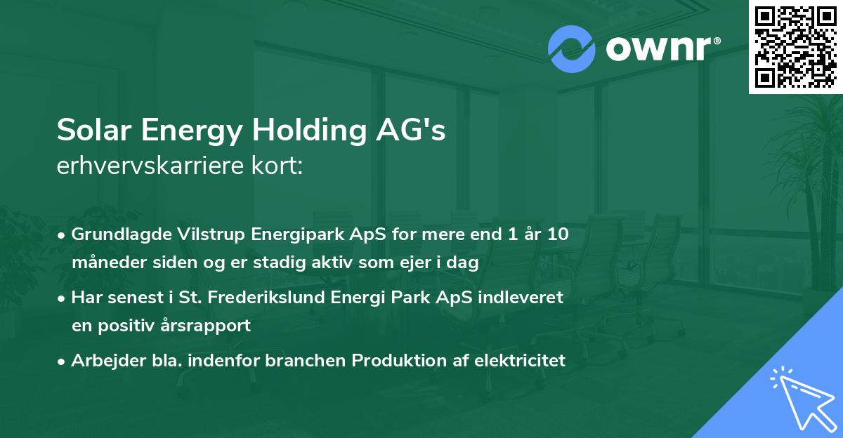 Solar Energy Holding AG's erhvervskarriere kort