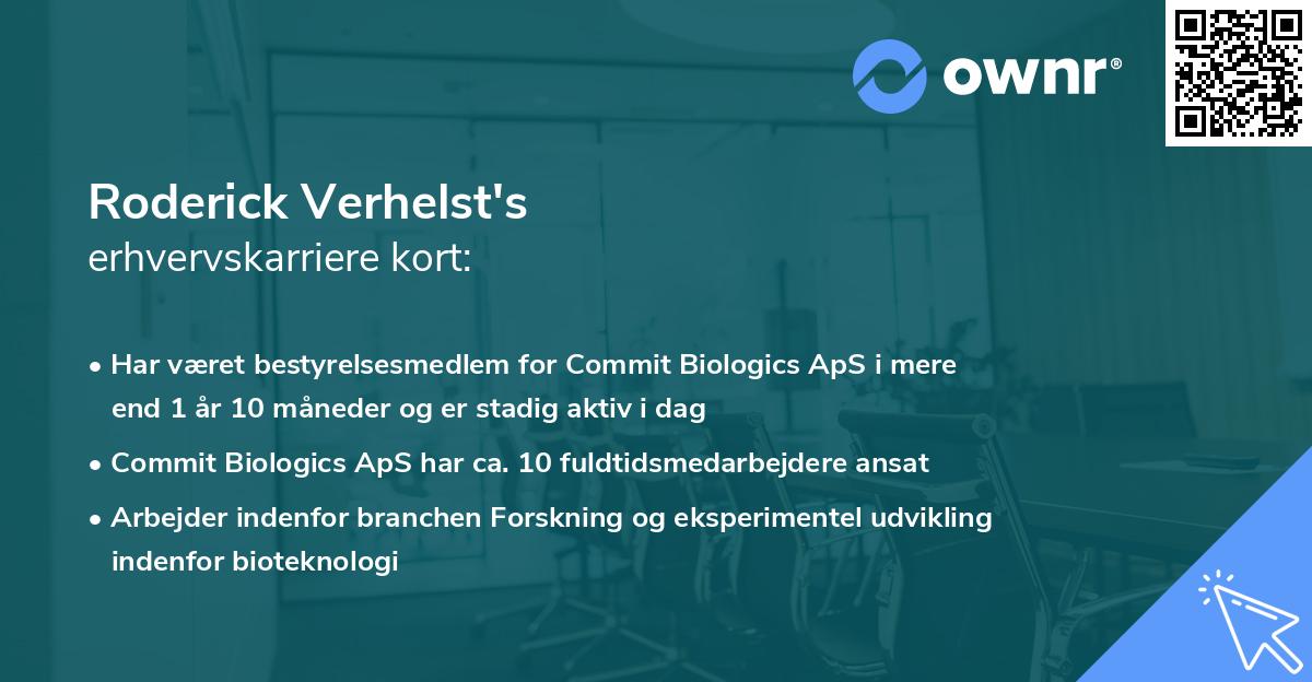 Roderick Verhelst's erhvervskarriere kort