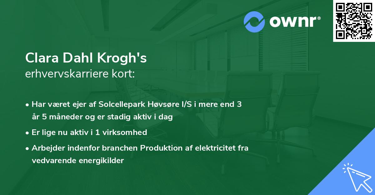 Clara Dahl Krogh's erhvervskarriere kort
