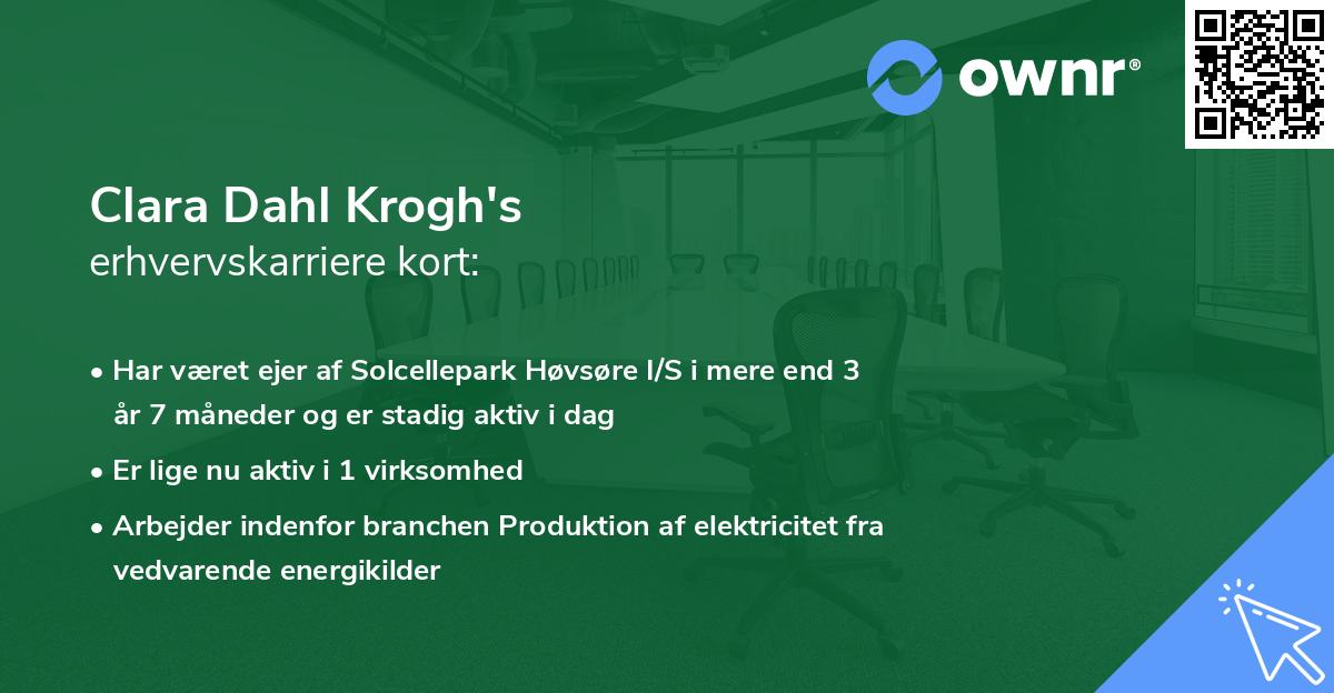 Clara Dahl Krogh's erhvervskarriere kort
