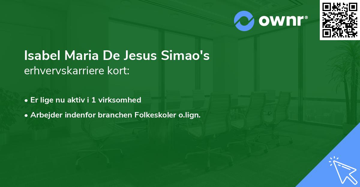 Isabel Maria De Jesus Simao's erhvervskarriere kort