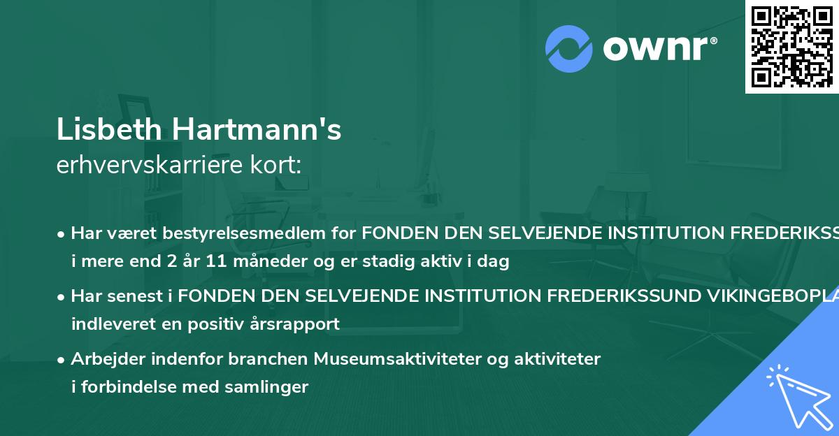 Lisbeth Hartmann's erhvervskarriere kort