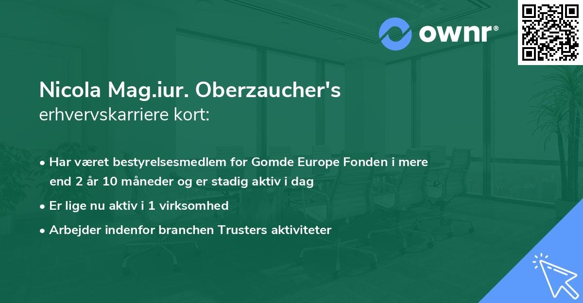 Nicola Mag.iur. Oberzaucher's erhvervskarriere kort
