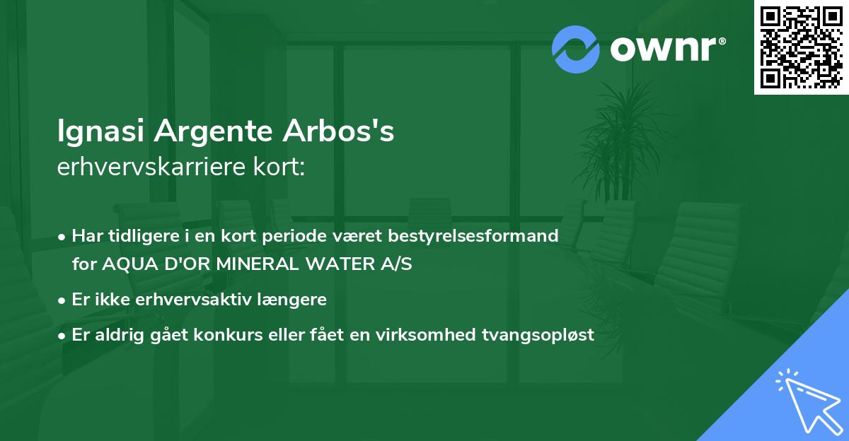 Ignasi Argente Arbos's erhvervskarriere kort