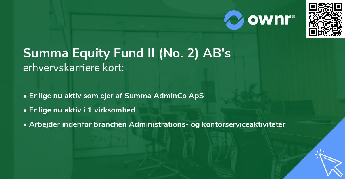 Summa Equity Fund II (No. 2) AB's erhvervskarriere kort