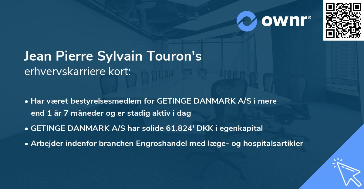 Jean Pierre Sylvain Touron's erhvervskarriere kort