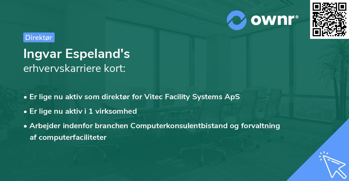 Ingvar Espeland's erhvervskarriere kort