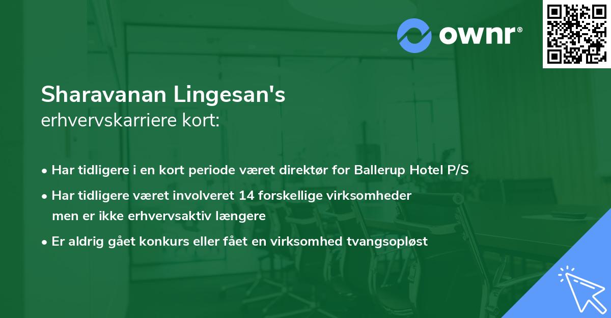 Sharavanan Lingesan's erhvervskarriere kort