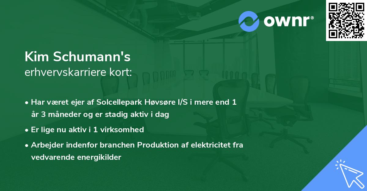 Kim Schumann's erhvervskarriere kort