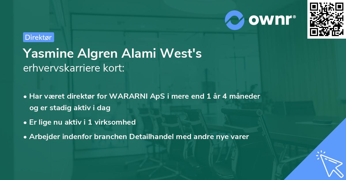 Yasmine Algren Alami West's erhvervskarriere kort
