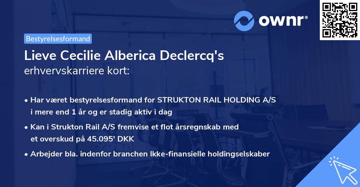 Lieve Cecilie Alberica Declercq's erhvervskarriere kort