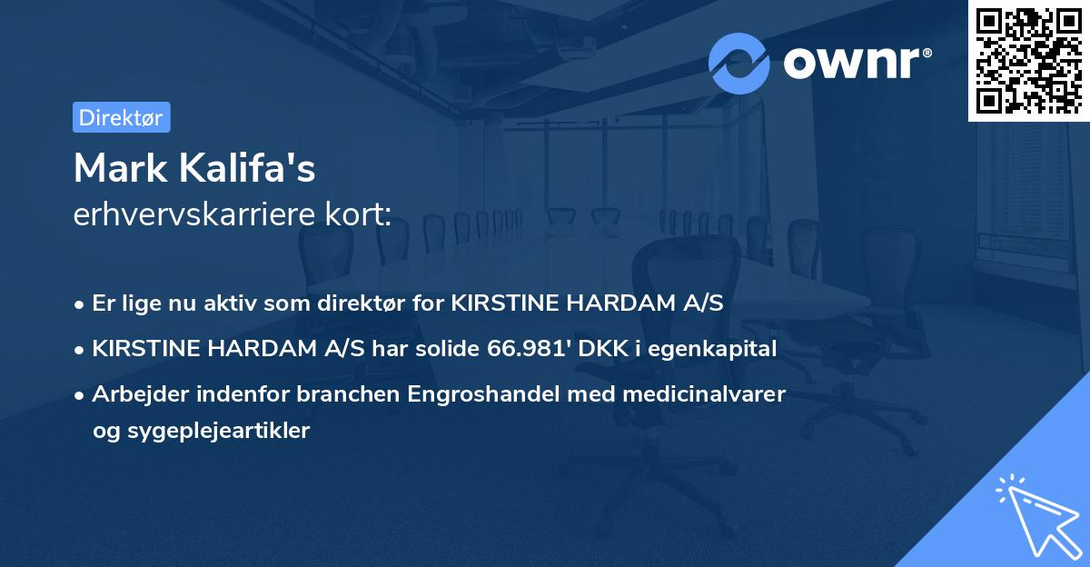Mark Kalifa's erhvervskarriere kort