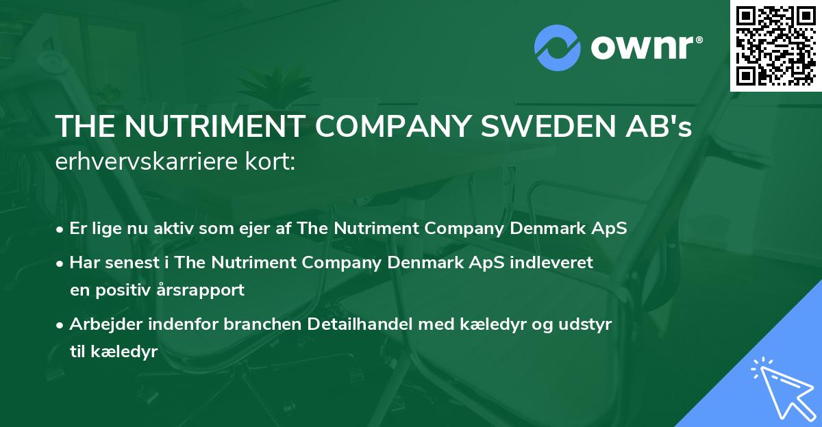 THE NUTRIMENT COMPANY SWEDEN AB's erhvervskarriere kort
