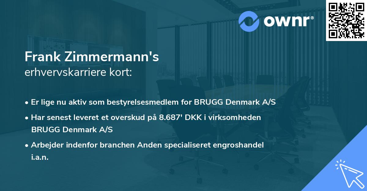 Frank Zimmermann's erhvervskarriere kort