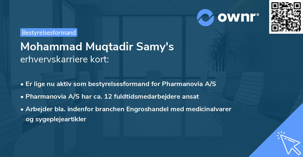 Mohammad Muqtadir Samy's erhvervskarriere kort