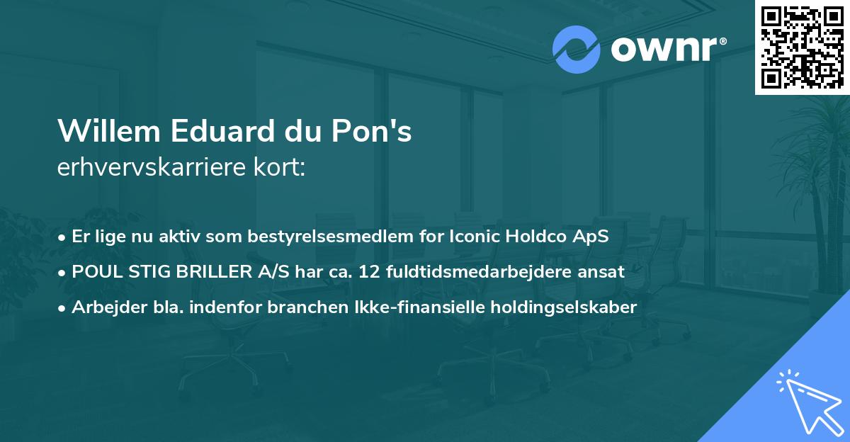 Willem Eduard du Pon's erhvervskarriere kort