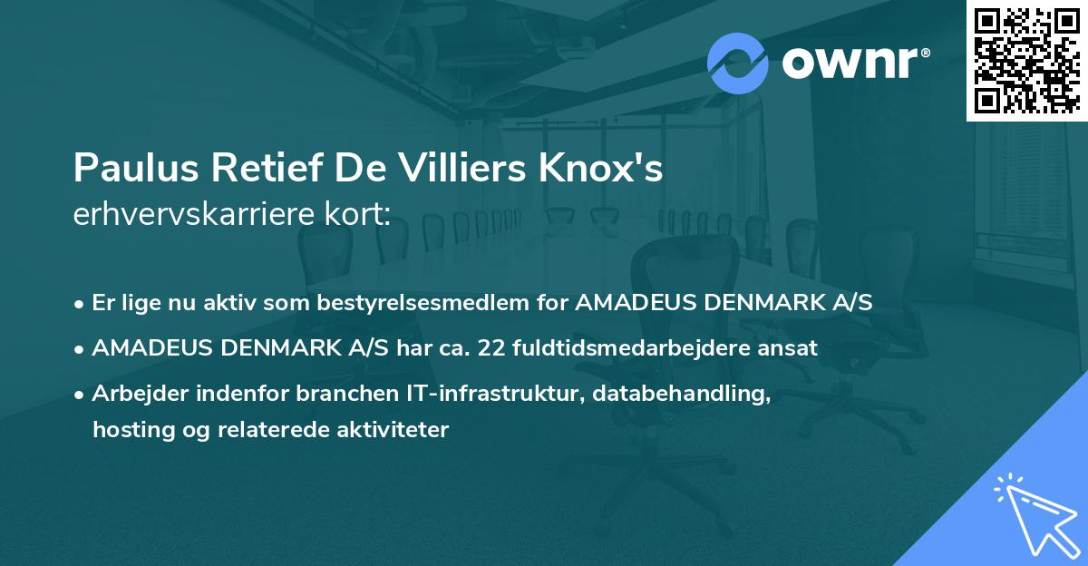 Paulus Retief De Villiers Knox's erhvervskarriere kort