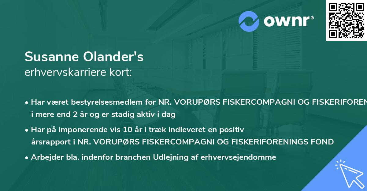 Susanne Olander's erhvervskarriere kort