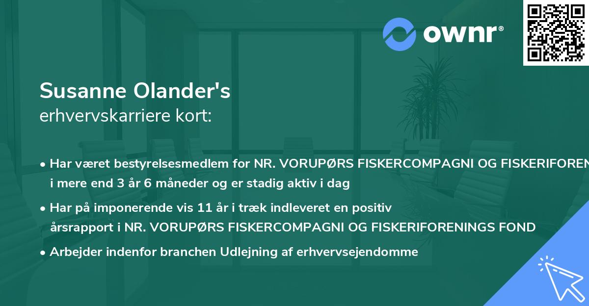 Susanne Olander's erhvervskarriere kort