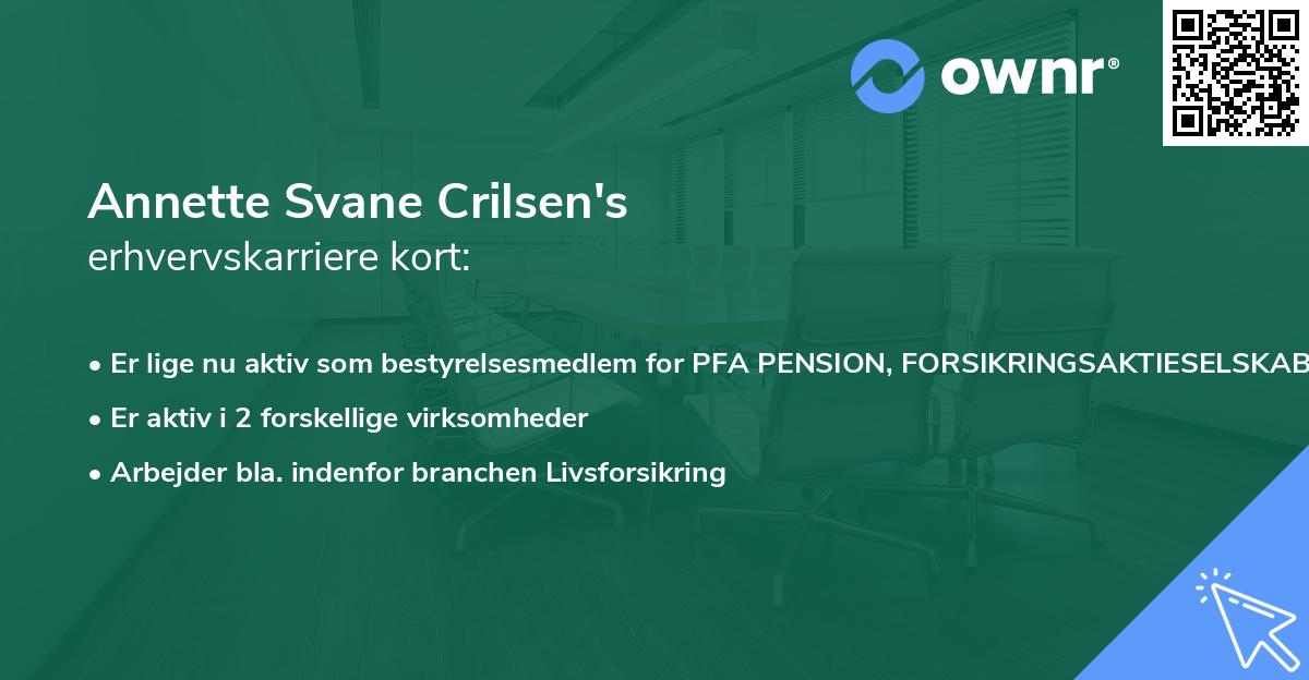 Annette Svane Crilsen's erhvervskarriere kort