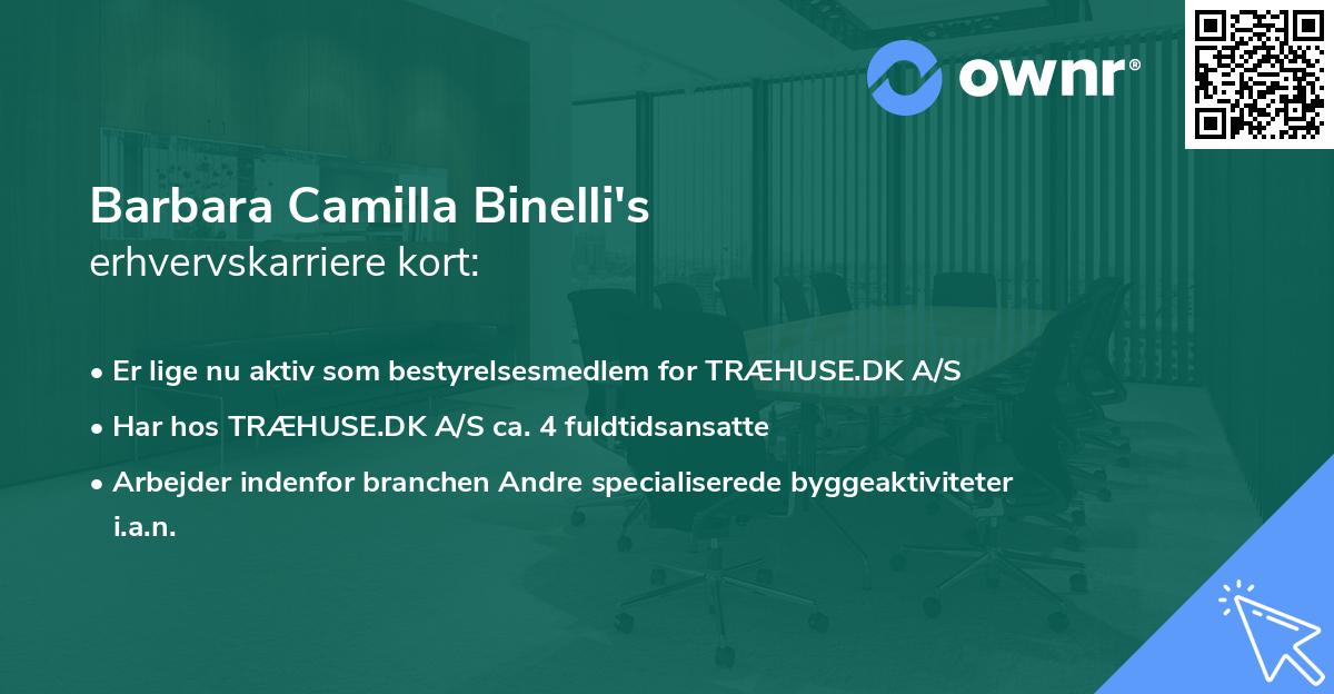 Barbara Camilla Binelli's erhvervskarriere kort