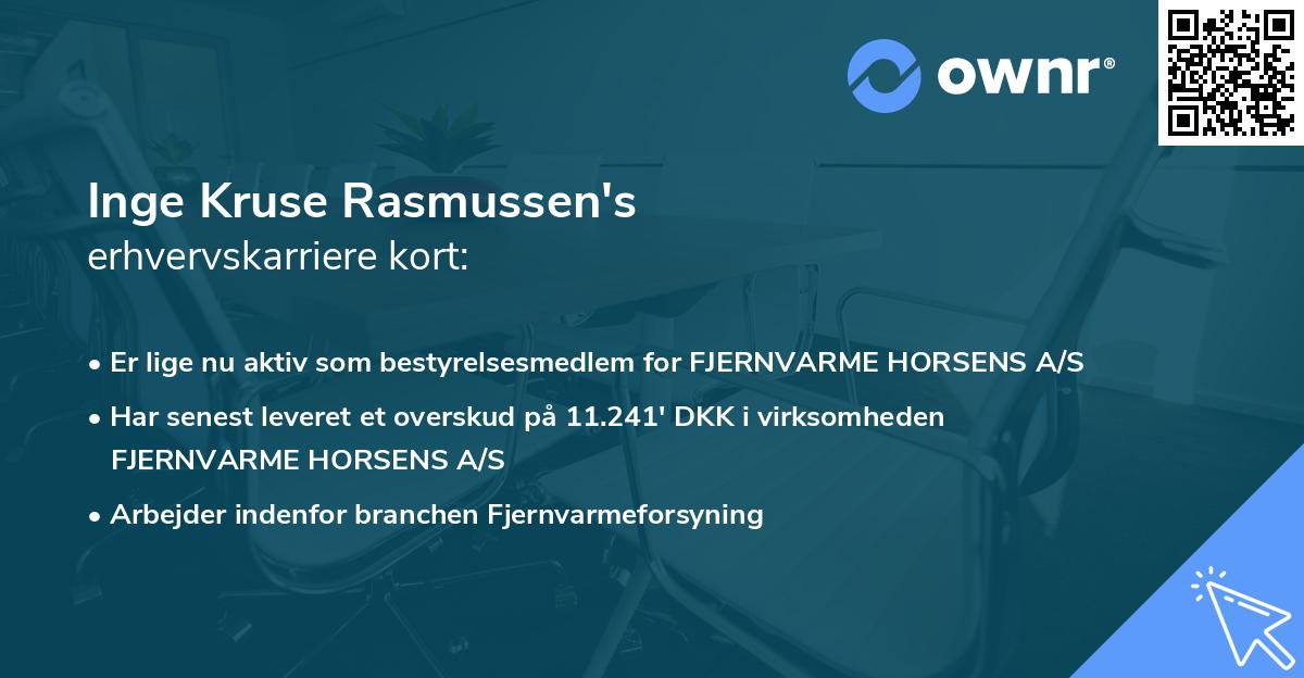 Inge Kruse Rasmussen's erhvervskarriere kort