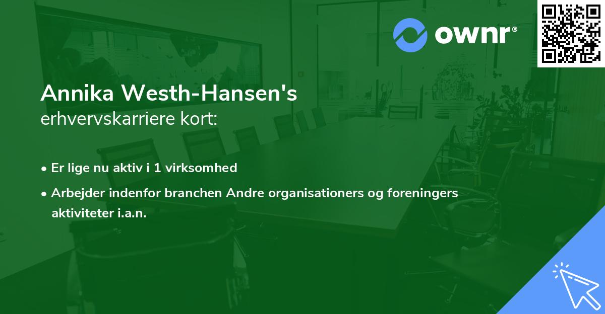 Annika Westh-Hansen's erhvervskarriere kort