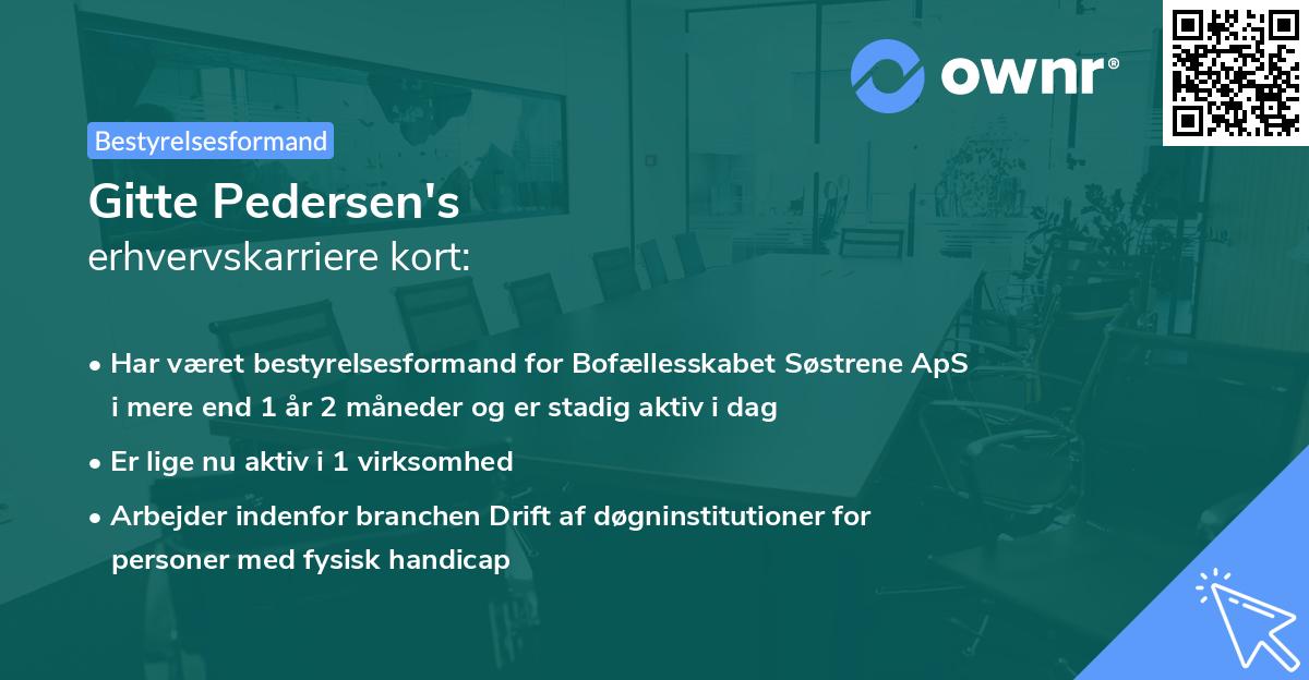 Gitte Pedersen's erhvervskarriere kort