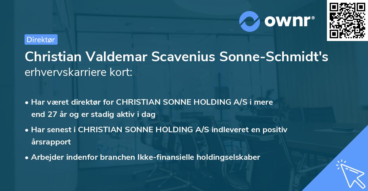 Christian Valdemar Scavenius Sonne-Schmidt's erhvervskarriere kort