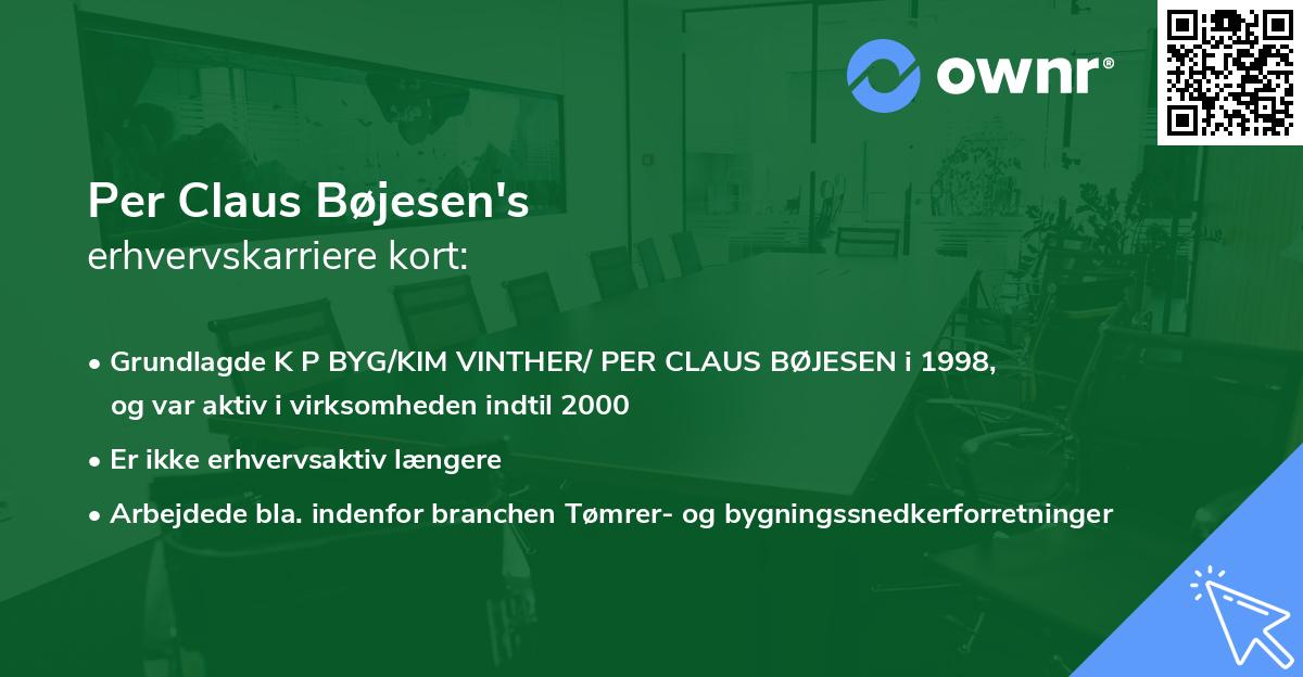 Per Claus Bøjesen's erhvervskarriere kort
