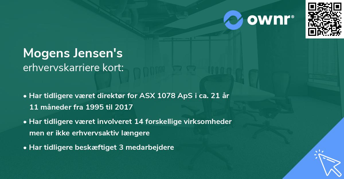 Mogens Jensen's erhvervskarriere kort