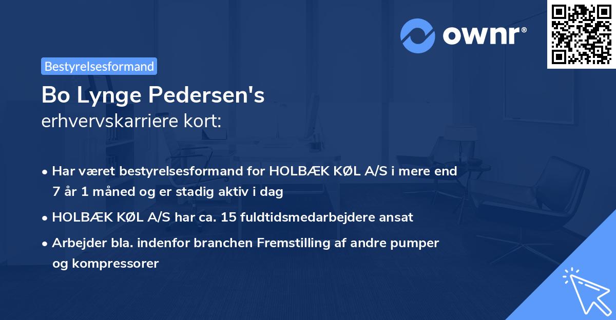 Bo Lynge Pedersen's erhvervskarriere kort