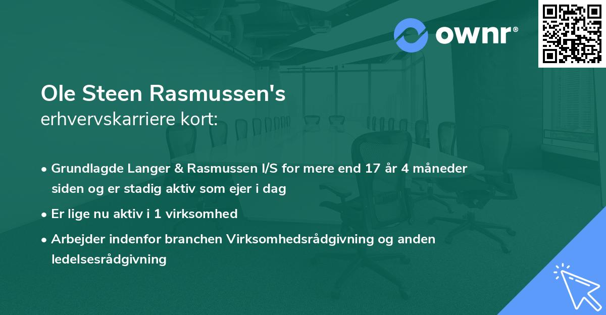 Ole Steen Rasmussen's erhvervskarriere kort